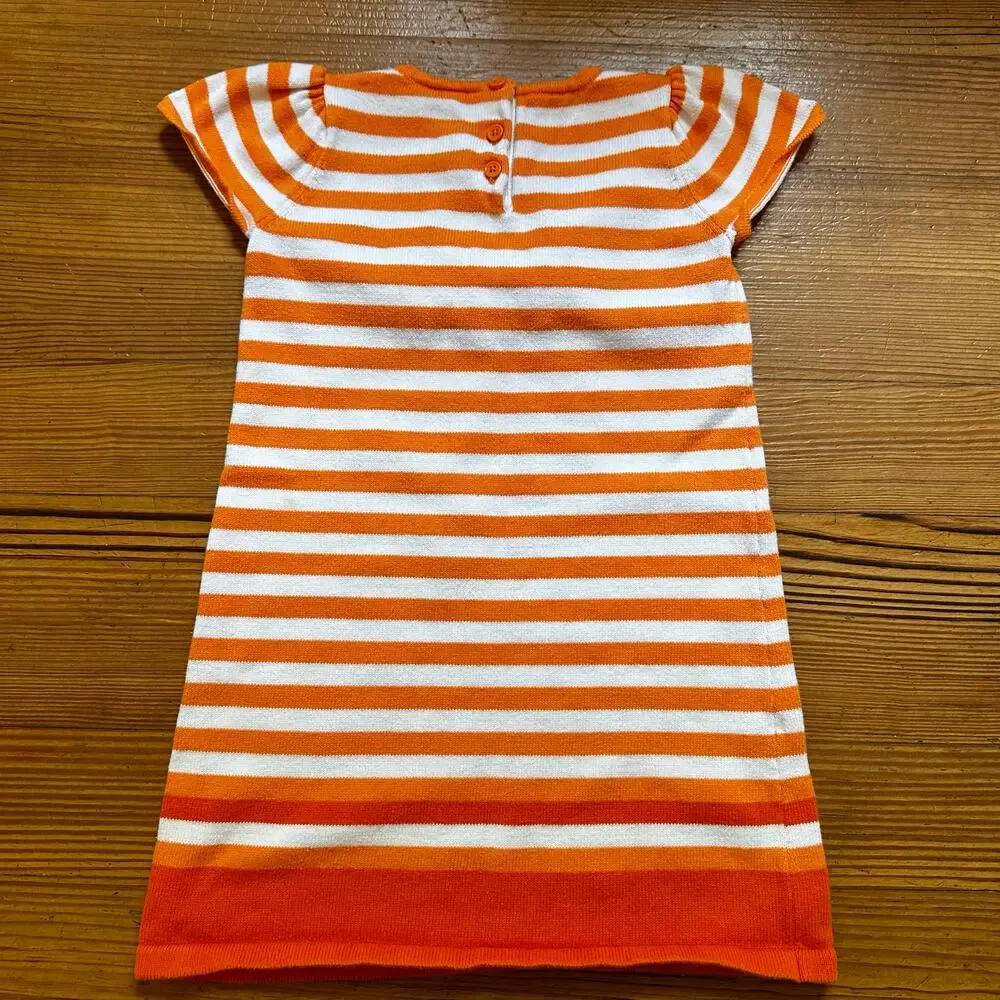 Gymboree orange white striped pumpkin knit short sleeve dress SIZE 4T‎